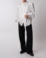 【2.20新作】リボンタイサテンタッチモードシャツ mf3663