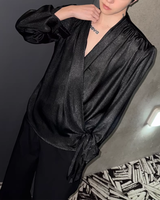 【3.11新作】モードサテンドレープトップス mf3685