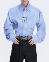 【1.9新作】ストライプタイデザインコリアンシャツ mf3627