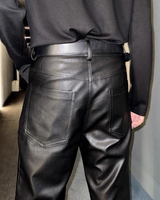 【12.15新作】モードドレープレザーパンツ mf3594