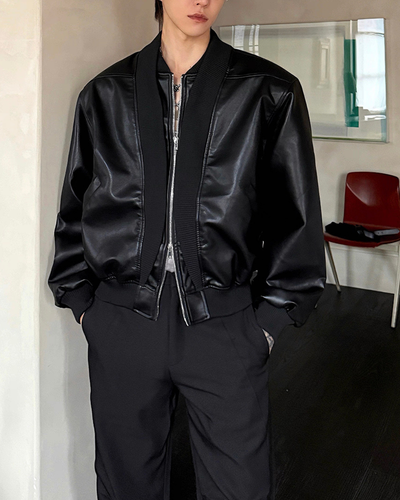 レザーモードコリアンジャケット mf3538