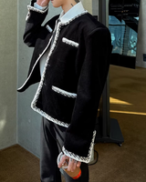 【2.2新作】バイカラーラインライトツイードジャケット mf3655