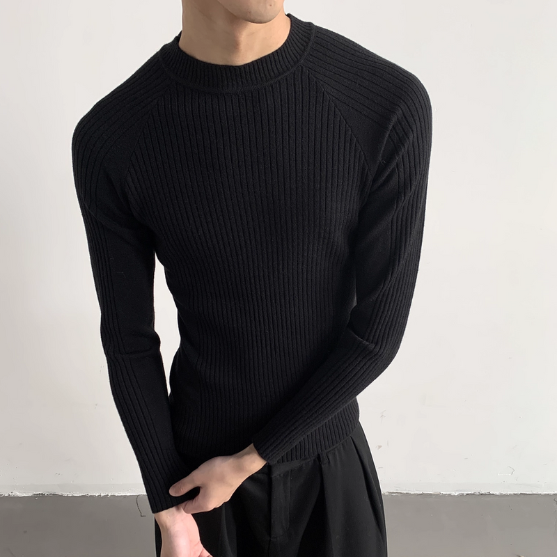 【12.5新作】ハイネックスリムフィットニットトップス mf3605