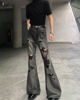 바퀴 가장자리 모드 플레어 데님 바지 mf3615