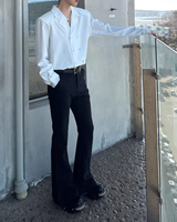 【3.2新作】ダブルブレストクラシカルモノトーンシャツ mf3683