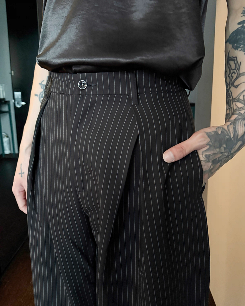 【11.7新作】ストライプルーズコリアンスラックス mf3578