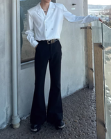 【3.2新作】ダブルブレストクラシカルモノトーンシャツ mf3683