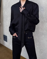 【3.6新作】モードドレープタイデザインシャツ mf3682