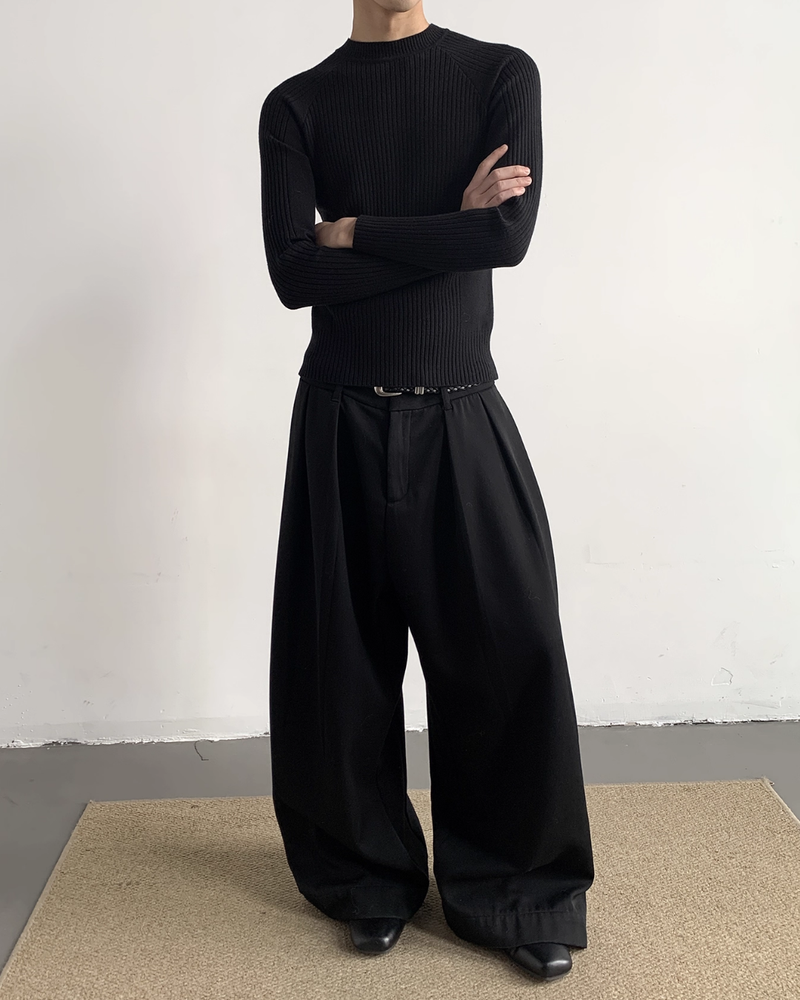 【12.5新作】ハイネックスリムフィットニットトップス mf3605