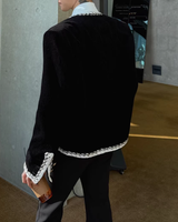 【2.2新作】バイカラーラインライトツイードジャケット mf3655