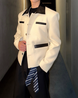 【11.5新作】ツイードレザーカラーモードジャケット mf3574