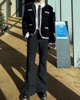 【2.2新作】バイカラーラインライトツイードジャケット mf3655