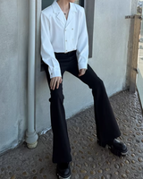 【3.2新作】ダブルブレストクラシカルモノトーンシャツ mf3683