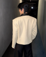 【11.5新作】ツイードレザーカラーモードジャケット mf3574