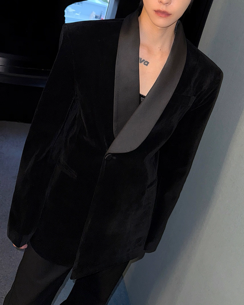 【11.12新作】スウェードサテンカラークラシカルジャケット mf3575