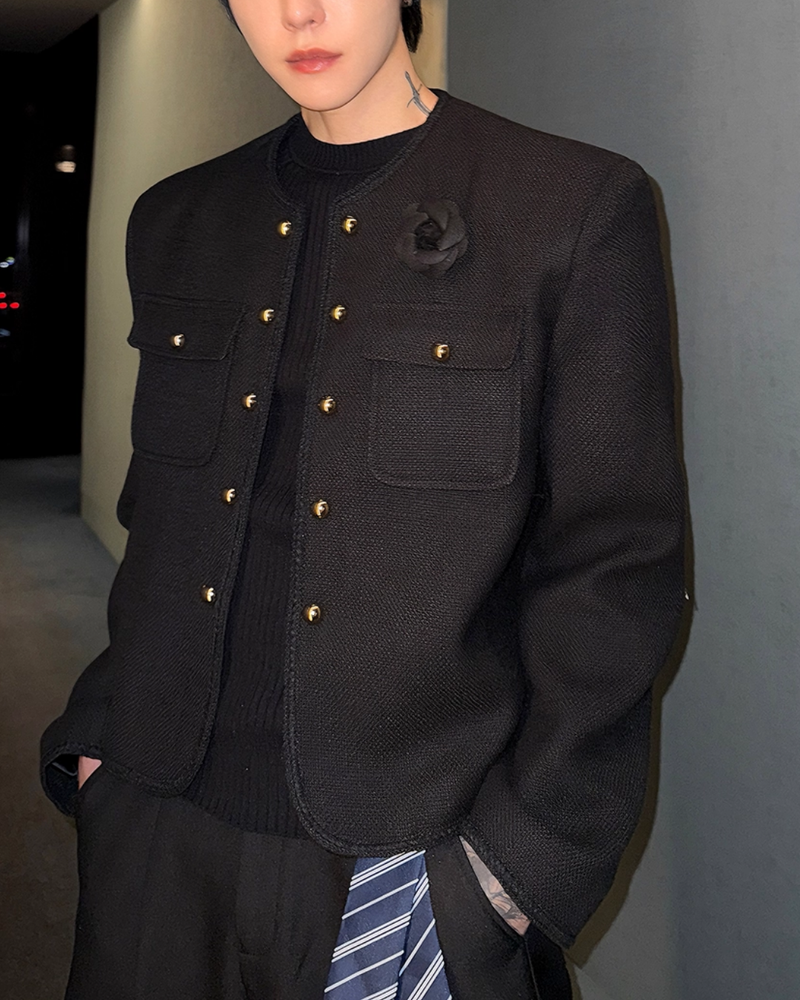 【11.19新作】シンプルモードツイードジャケット mf3587