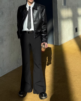 【2.9新作】ショートラペルモードレザージャケット mf3659