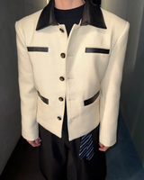 【11.5新作】ツイードレザーカラーモードジャケット mf3574