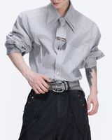 【1.9新作】ストライプタイデザインコリアンシャツ mf3627