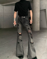 바퀴 가장자리 모드 플레어 데님 바지 mf3615