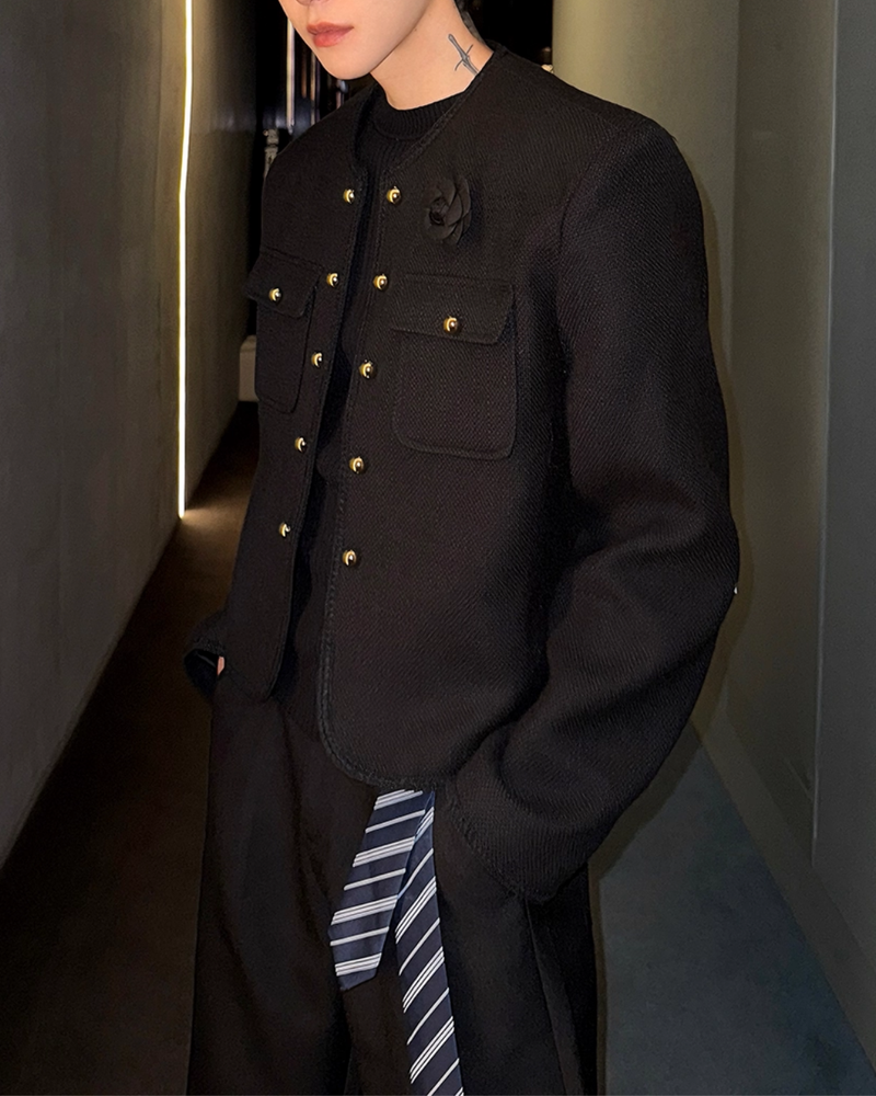 【11.19新作】シンプルモードツイードジャケット mf3587