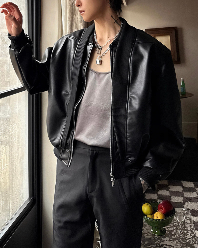 レザーモードコリアンジャケット mf3538