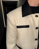 【11.5新作】ツイードレザーカラーモードジャケット mf3574