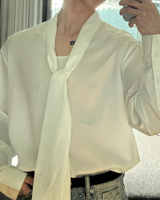 【3.6新作】モードドレープタイデザインシャツ mf3682