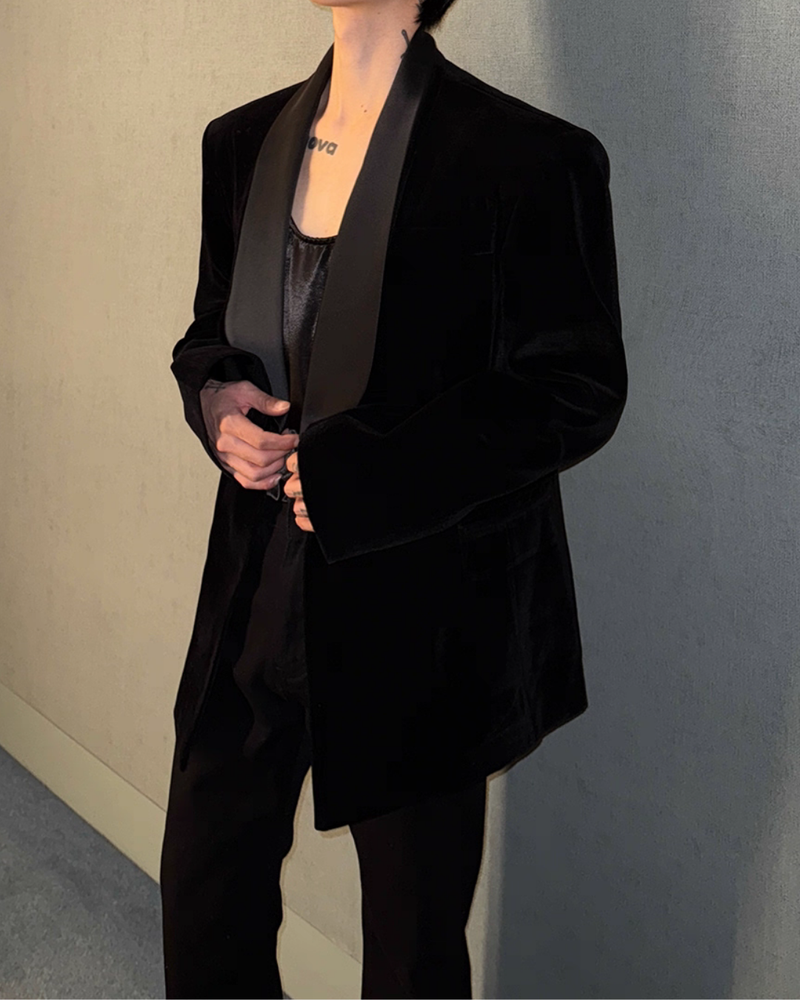 【11.12新作】スウェードサテンカラークラシカルジャケット mf3575