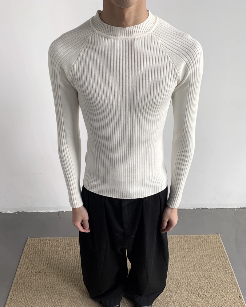 【12.5新作】ハイネックスリムフィットニットトップス mf3605