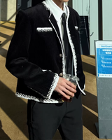 【2.2新作】バイカラーラインライトツイードジャケット mf3655