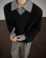 【1.2新作】バイカラーコリアンニットトップス mf3618