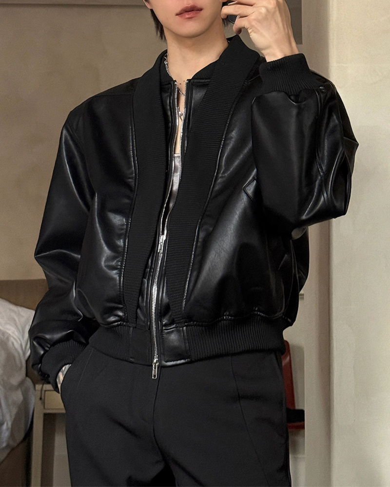 レザーモードコリアンジャケット mf3538