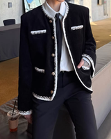 【2.2新作】バイカラーラインライトツイードジャケット mf3655