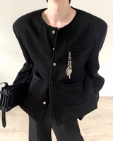 【12.5新作】ブローチデザインモードジャケット mf3596