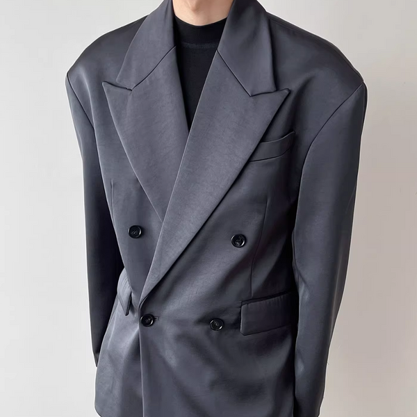 【12.3新作】ダブルブレストルーズサテンジャケット mf3599