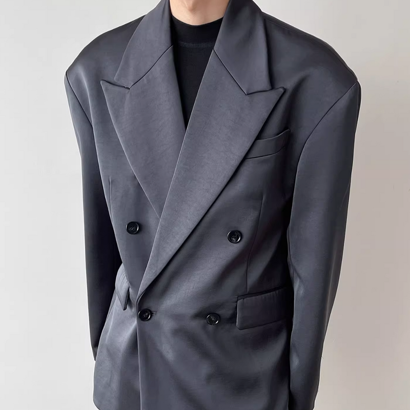 【12.3新作】ダブルブレストルーズサテンジャケット mf3599