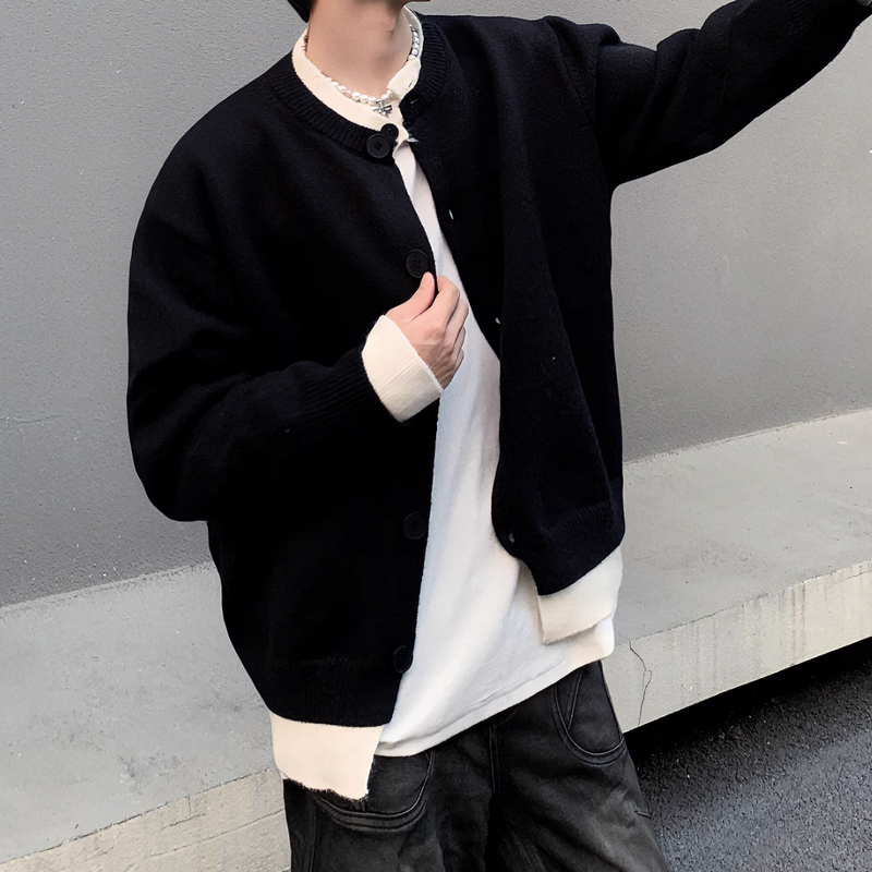 【11.3新作】バイカラーコリアンカーディガン mf3563