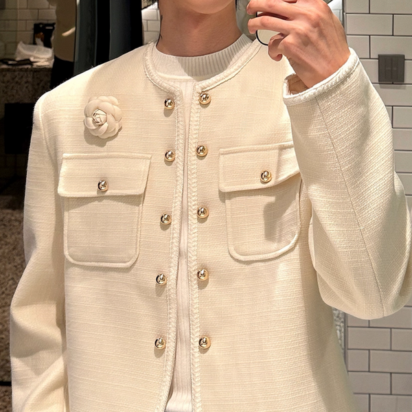 【11.19新作】シンプルモードツイードジャケット mf3587