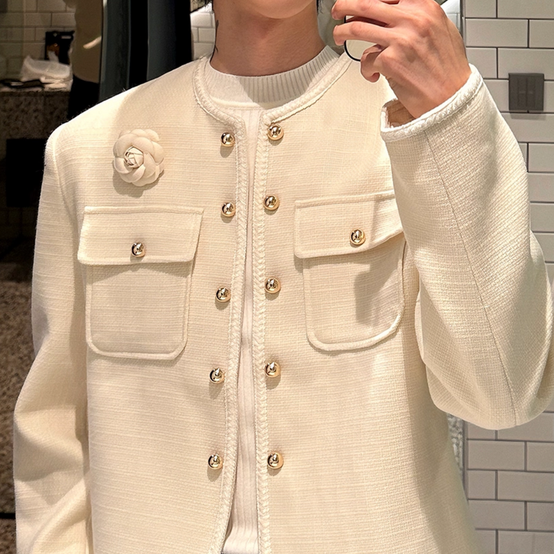 【11.19新作】シンプルモードツイードジャケット mf3587