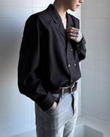 【3.2新作】ダブルブレストクラシカルモノトーンシャツ mf3683