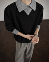 【1.2新作】バイカラーコリアンニットトップス mf3618