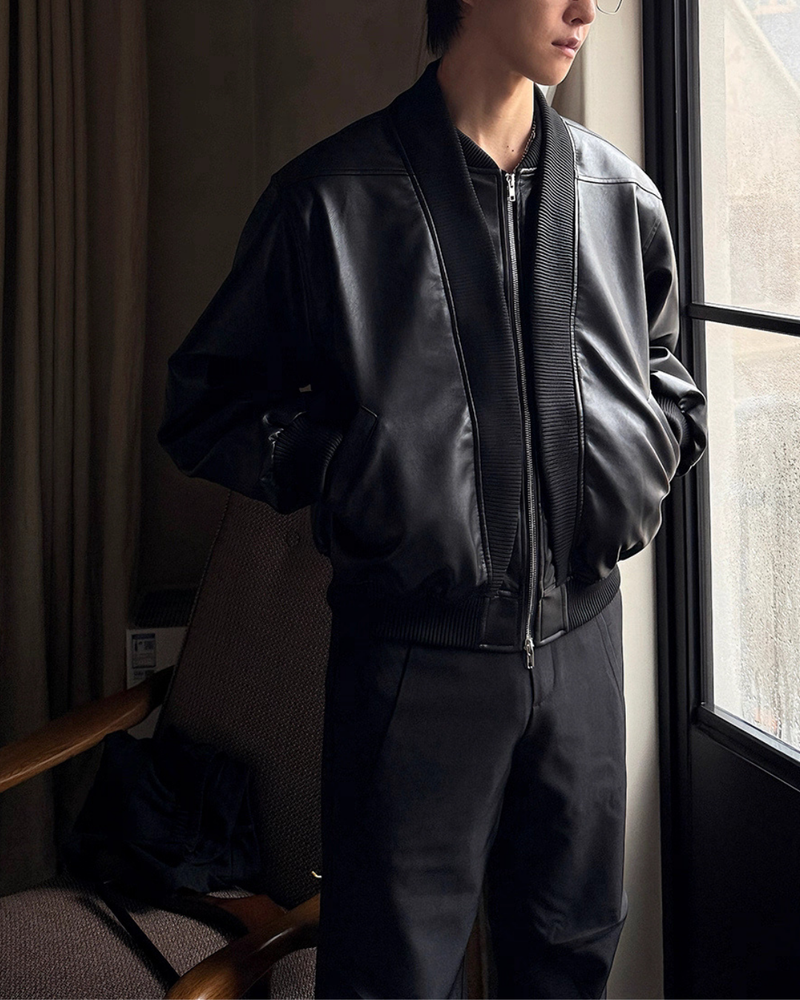 レザーモードコリアンジャケット mf3538