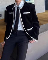 【2.2新作】バイカラーラインライトツイードジャケット mf3655