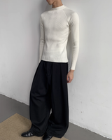 【12.5新作】ハイネックスリムフィットニットトップス mf3605