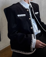 【2.2新作】バイカラーラインライトツイードジャケット mf3655