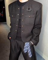 【11.19新作】シンプルモードツイードジャケット mf3587