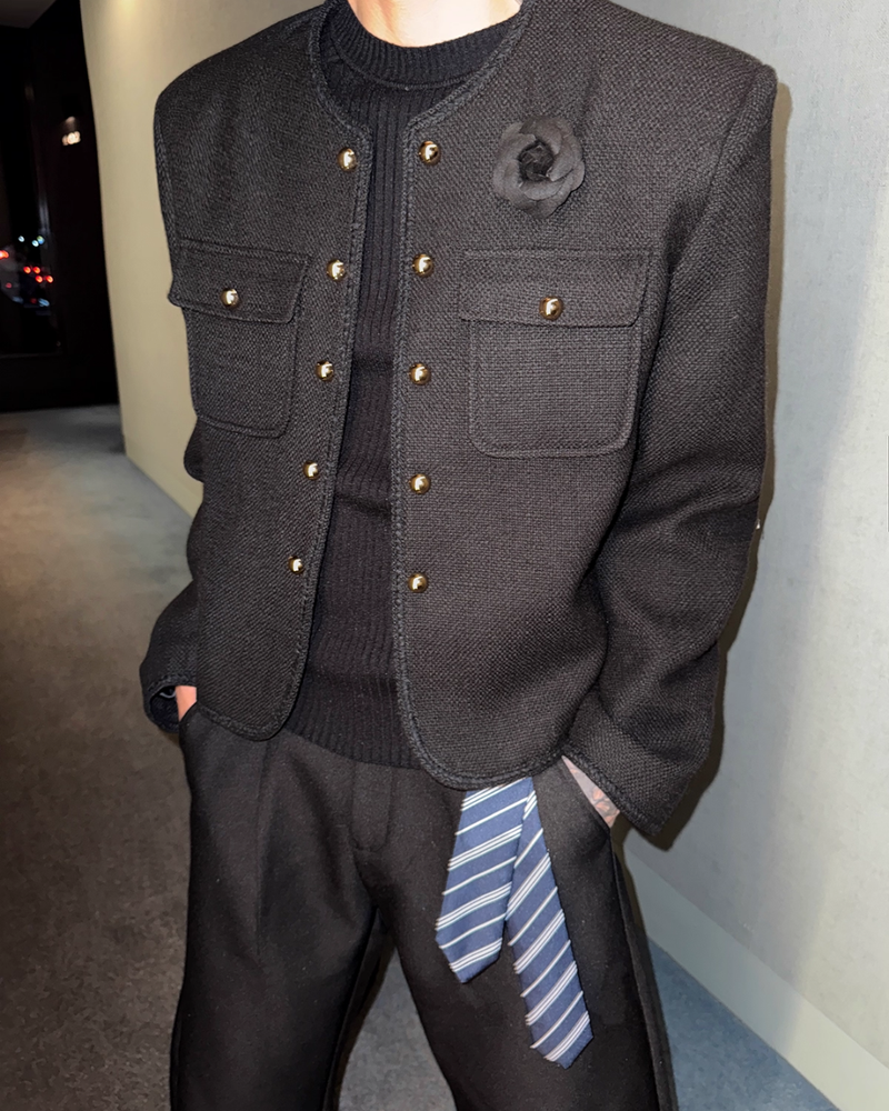 【11.19新作】シンプルモードツイードジャケット mf3587