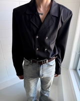 【3.2新作】ダブルブレストクラシカルモノトーンシャツ mf3683