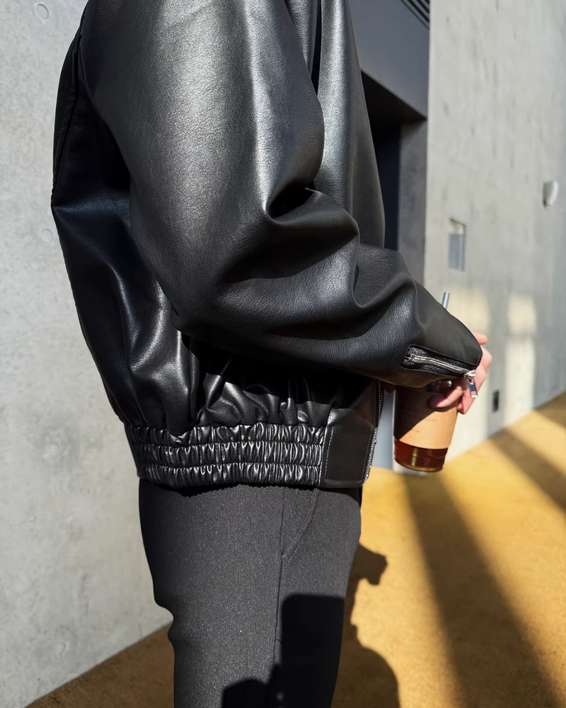 Short lapel mode leather jacket mf3659【韓国モードファッション】